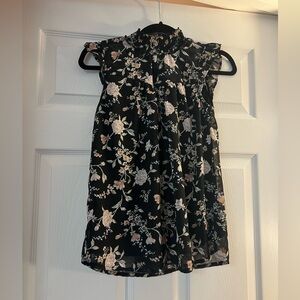 Floral Black Sleeveless Top